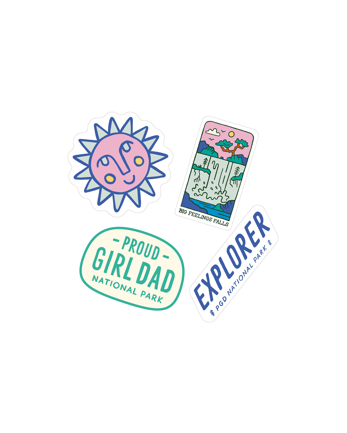 Proud Girl Dad National Park Sticker Pack